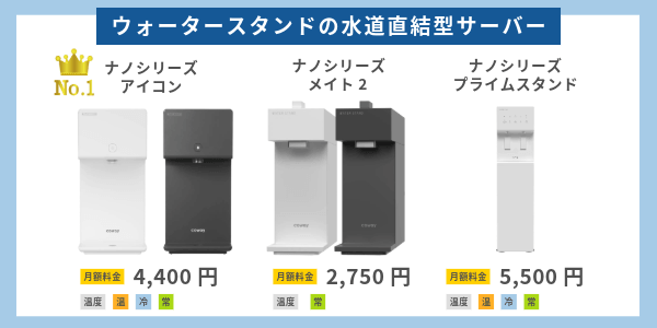 ウォータースタンドで水道直結型のサーバー