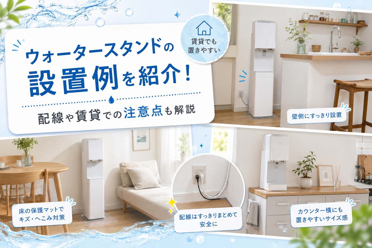 ウォータースタンドの設置例を紹介！配線や賃貸での注意点も解説