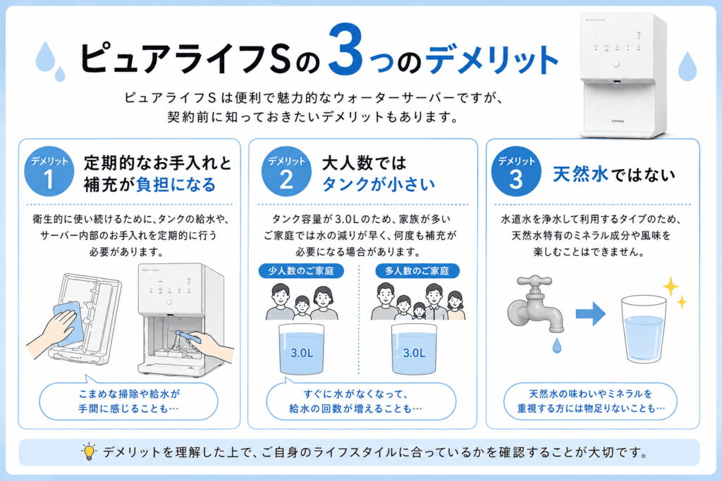 ピュアライフSの3つのデメリットが分かる画像